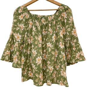 Chaps Floral Green Women's Top, Size L